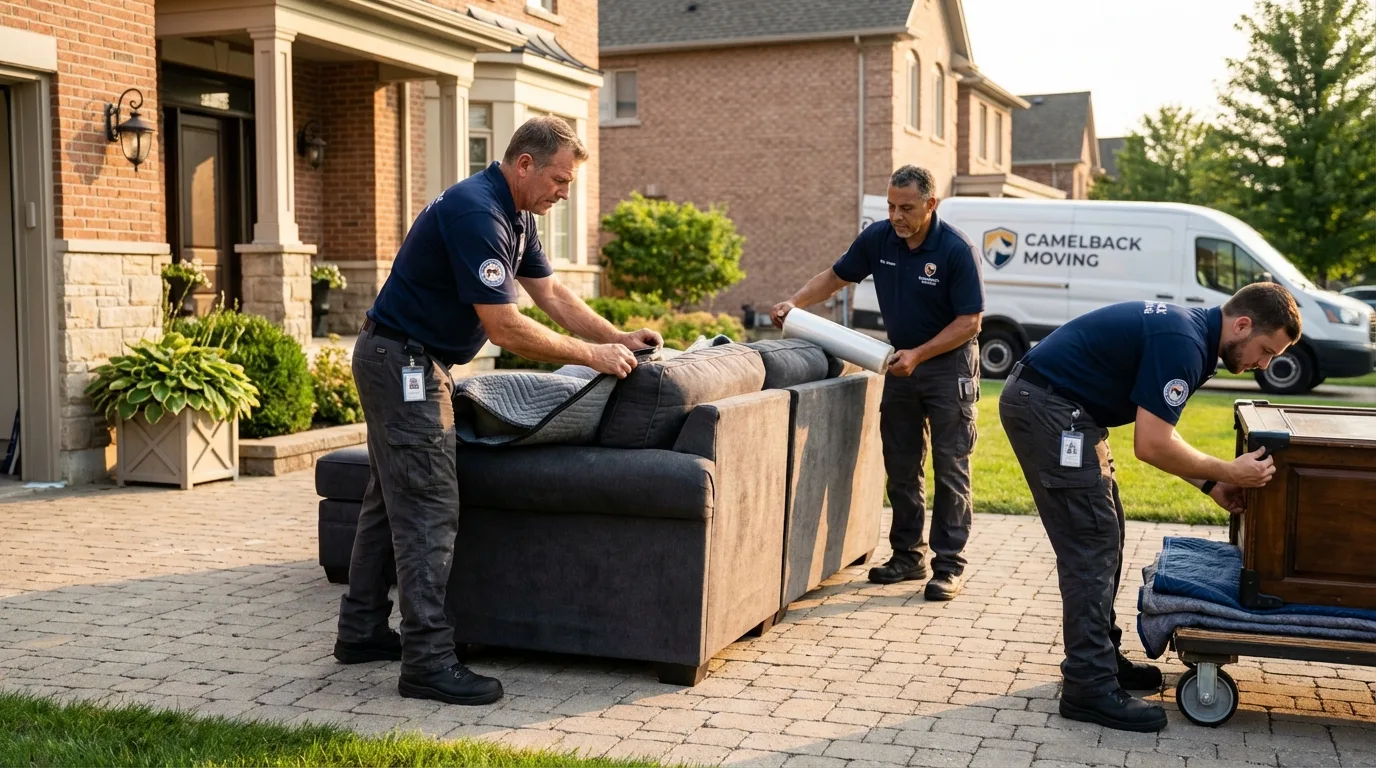 Large estate moving crew wrapping furniture in Lindon, UT