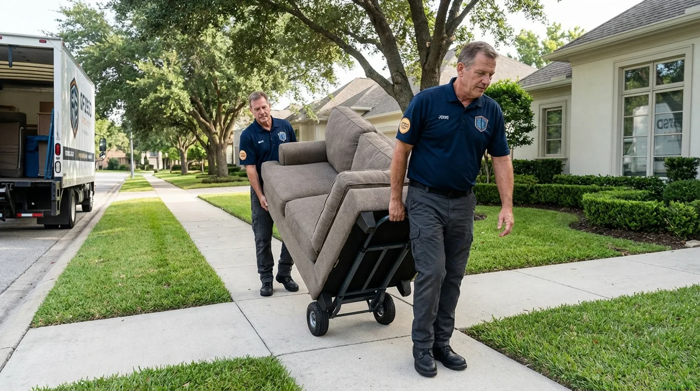 Local residential moving crew loading furniture in Lindon, UT