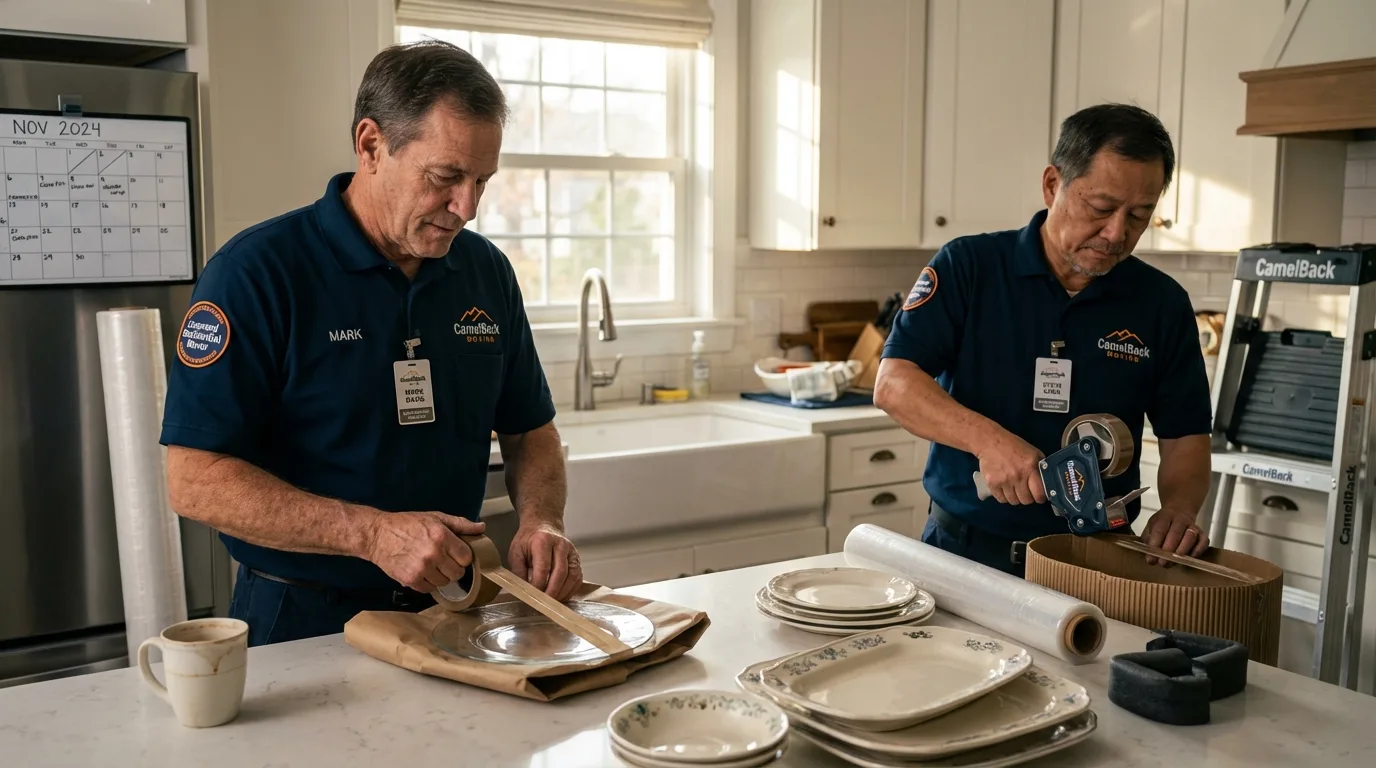 Professional crew packing kitchen dishware in Lindon, UT